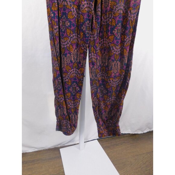 Mossimo Supply Co Pants Womens Small Purple Boho Floral Rayon Joggers Drawstring - Picture 3 of 11